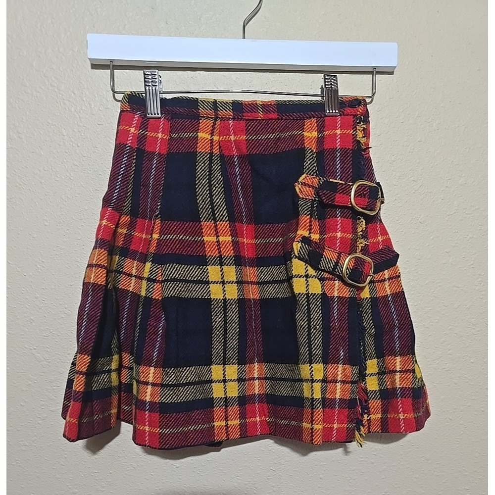 Vrg 1970s Bobbie Brooks Multicolor Plaid Dark Academia Mini Skirt Womans Size XS